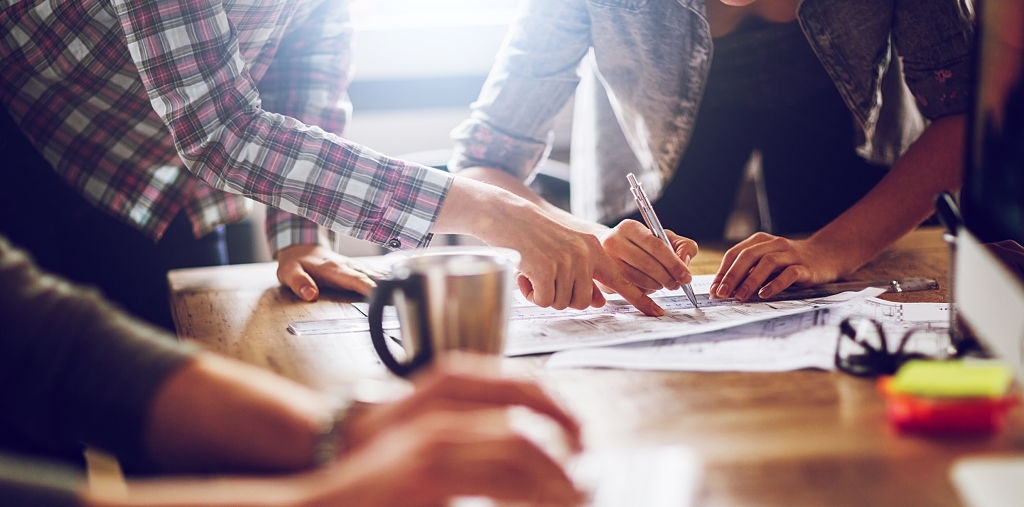 Close up of a designers working on a project